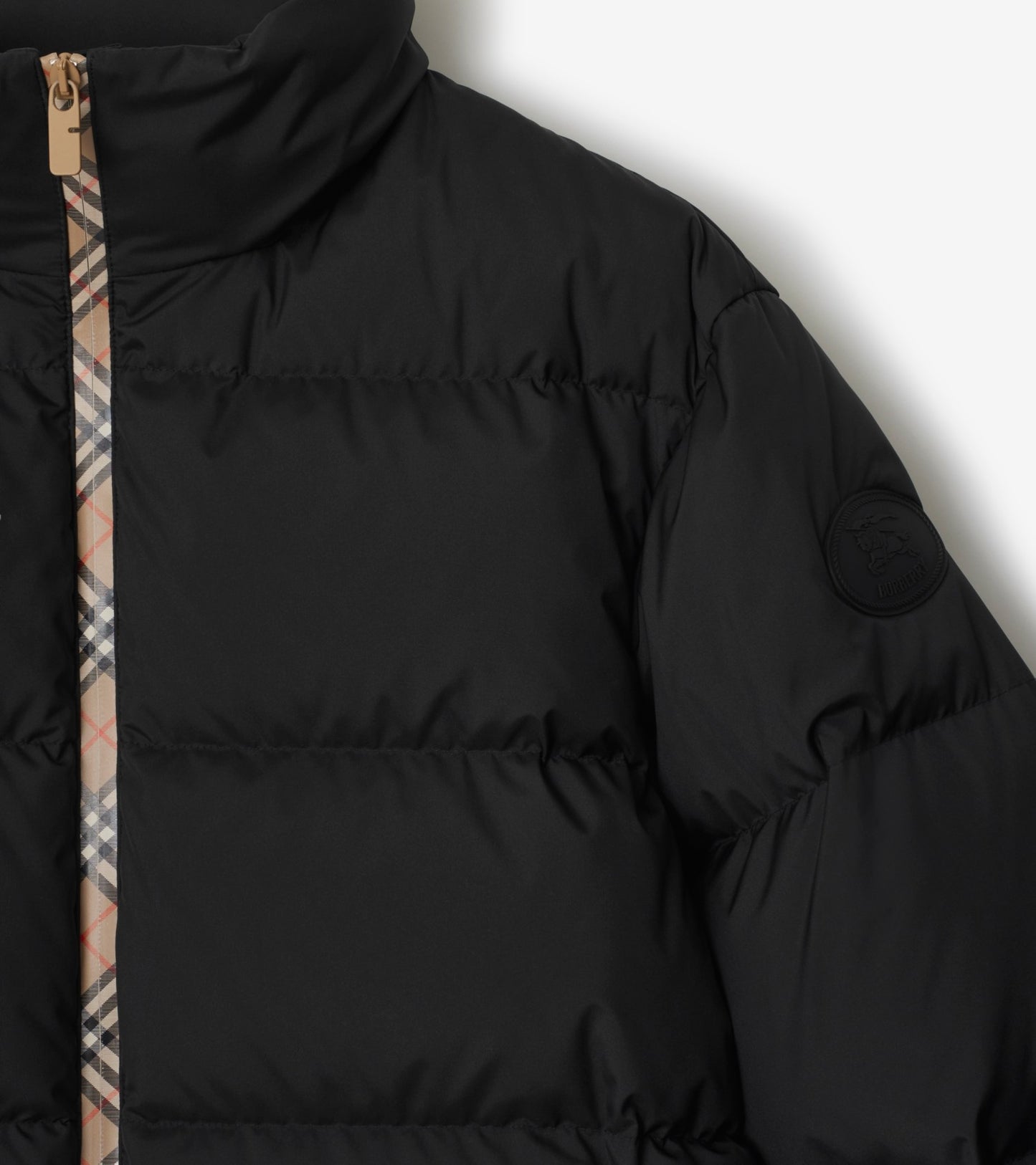 Checker-tape Snowdon Puffer Jacket in Black