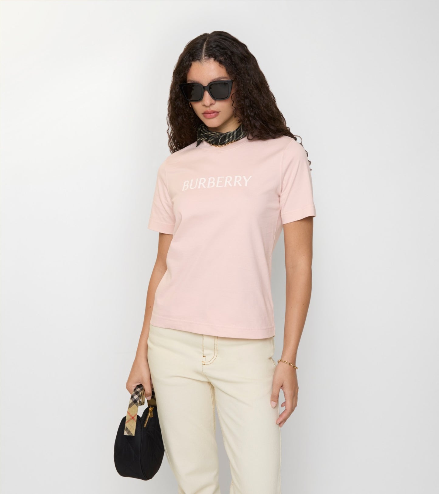 Logo Cotton T-shirt in Bouquet pink