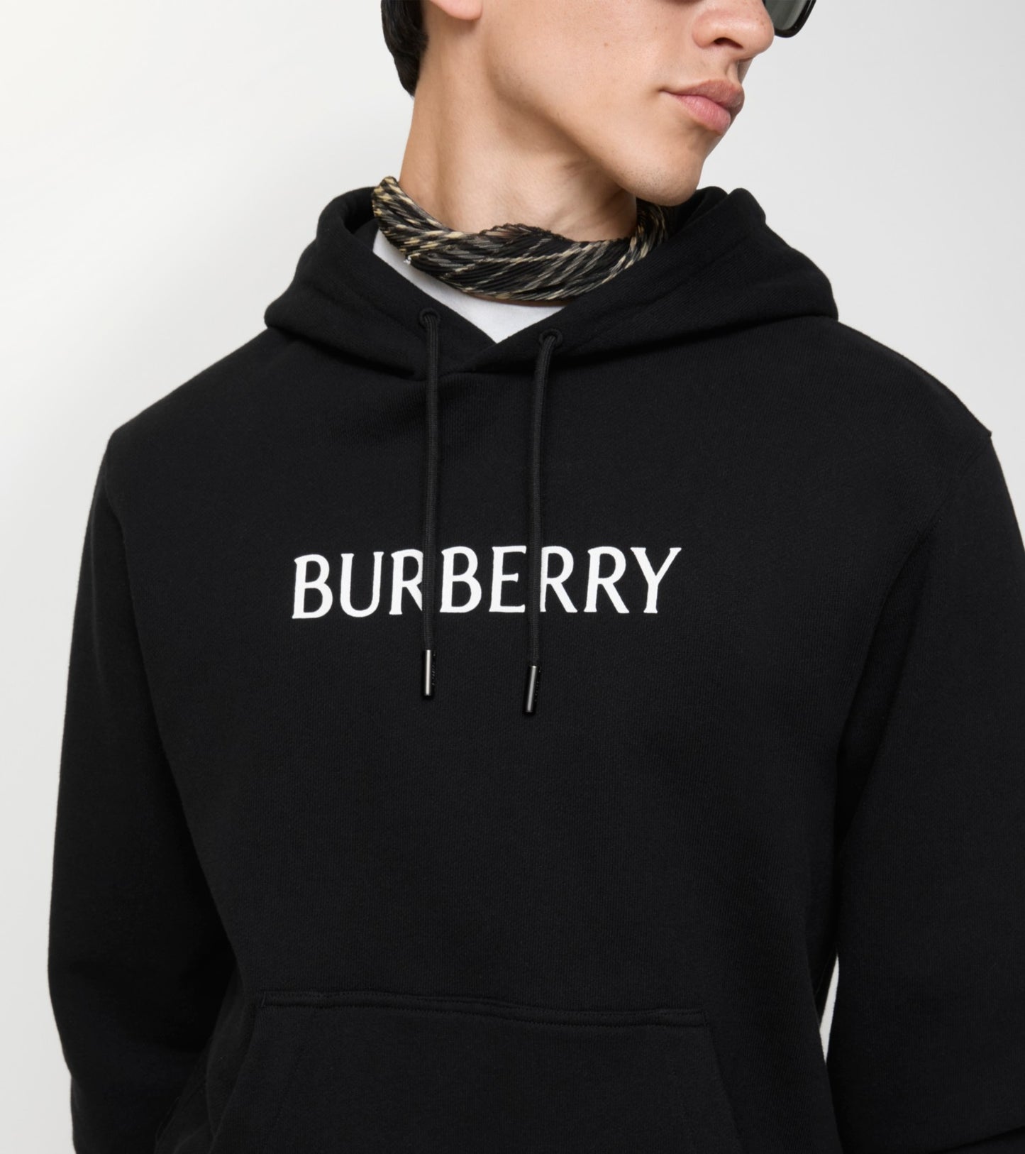 Logo Cotton Hoodie in Black