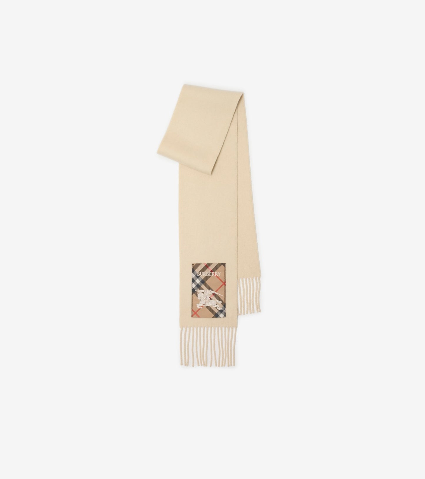 Check Label Cashmere Scarf in Crayon red