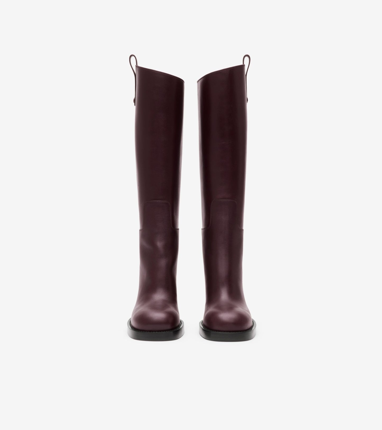Leather Cavalier Heel Boots in Mahogany red