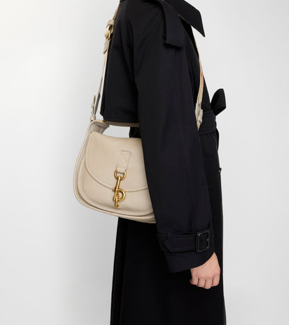 Small B Clip Messenger Bag in Mushroom beige