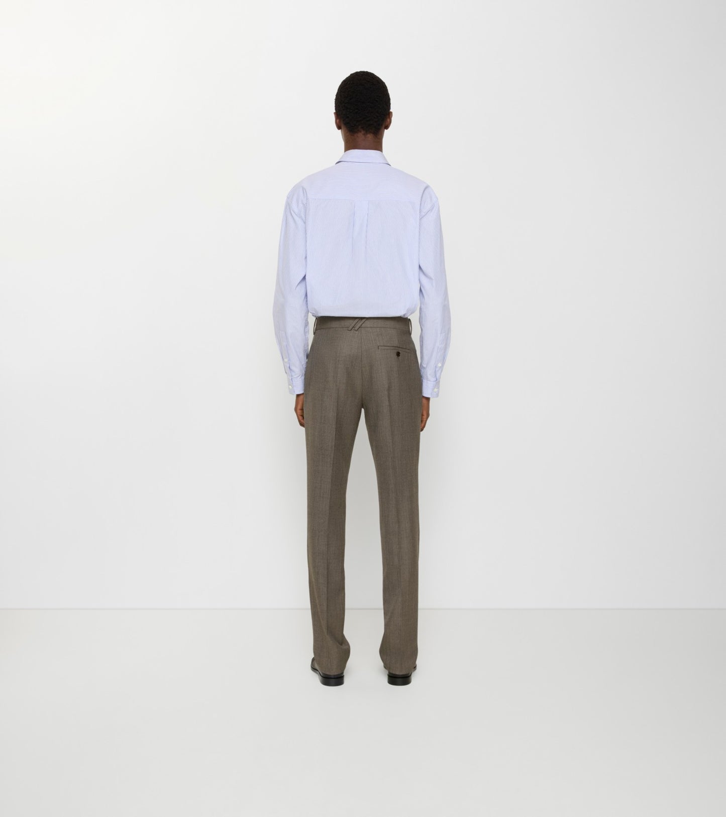 Sharkskin Wool Tailored Trousers in Soil brown/calico beige
