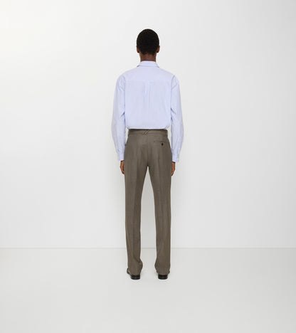 Sharkskin Wool Tailored Trousers in Soil brown/calico beige