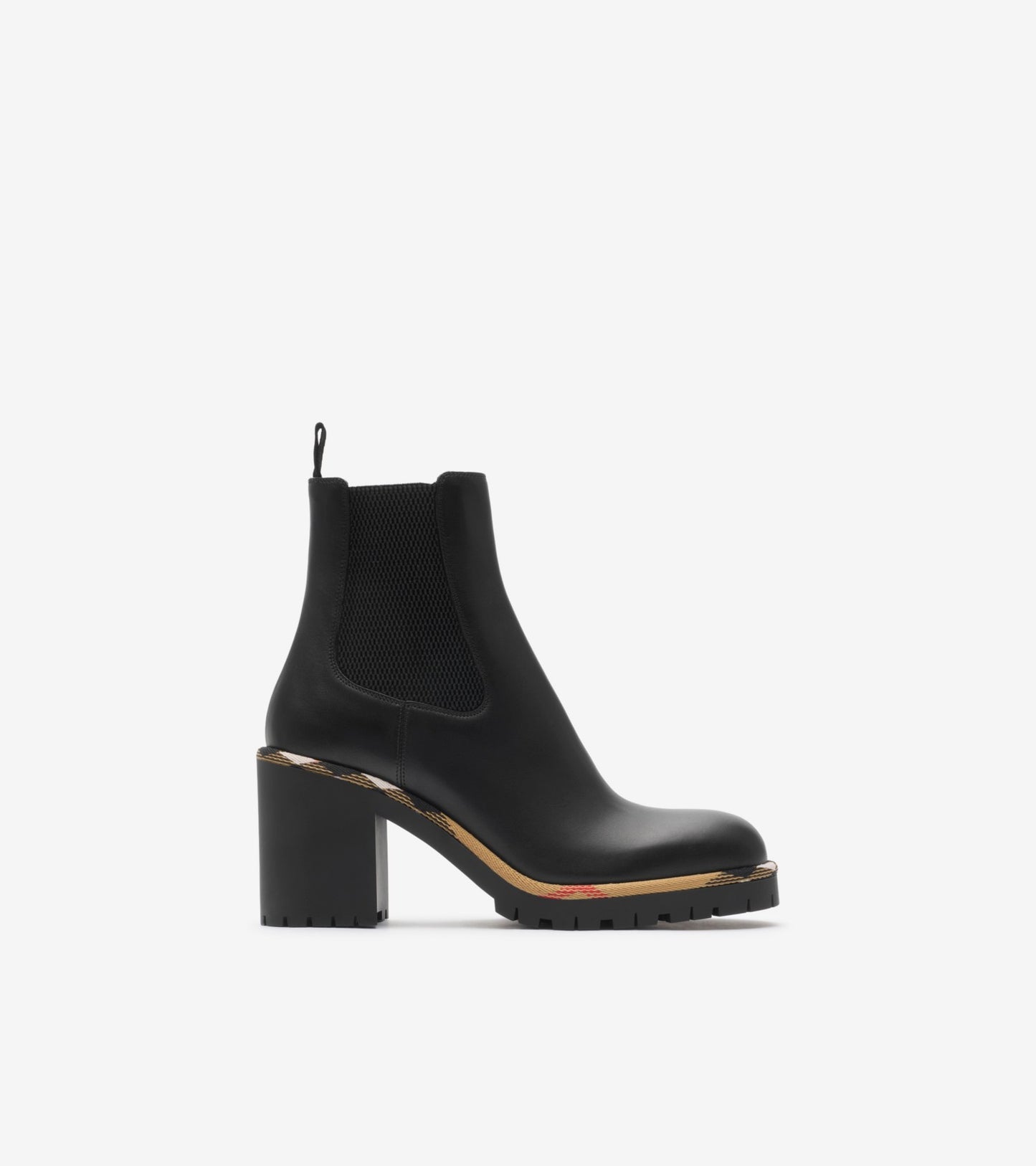 Leather Gravel Heel Chelsea Boots in Black
