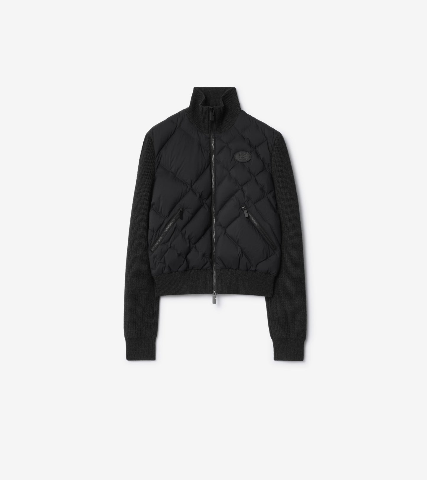 Check-stitch Nylon and Wool Jacket in Ceramic white