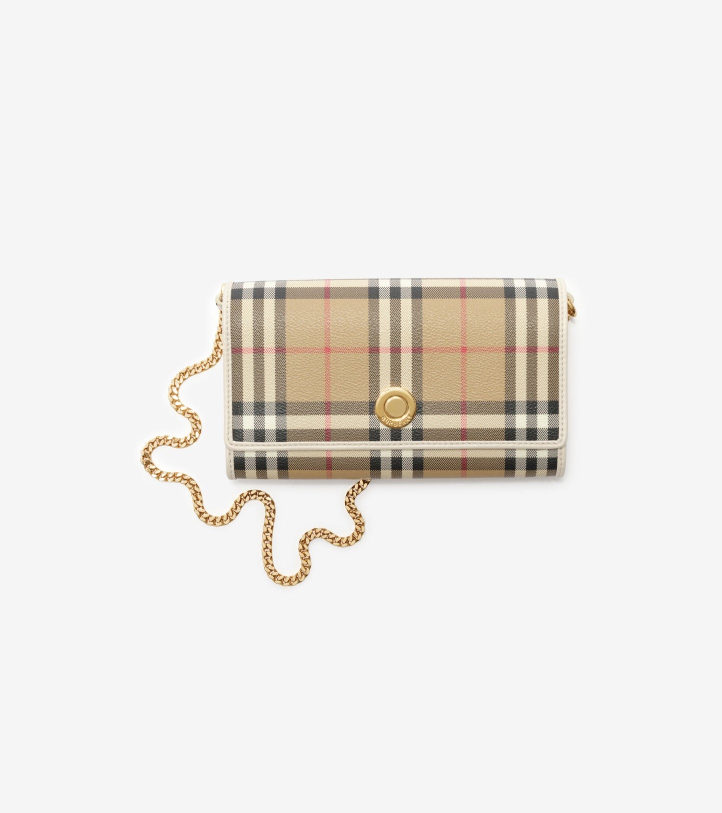 Check Chain Strap Wallet in Archive beige/ruby red