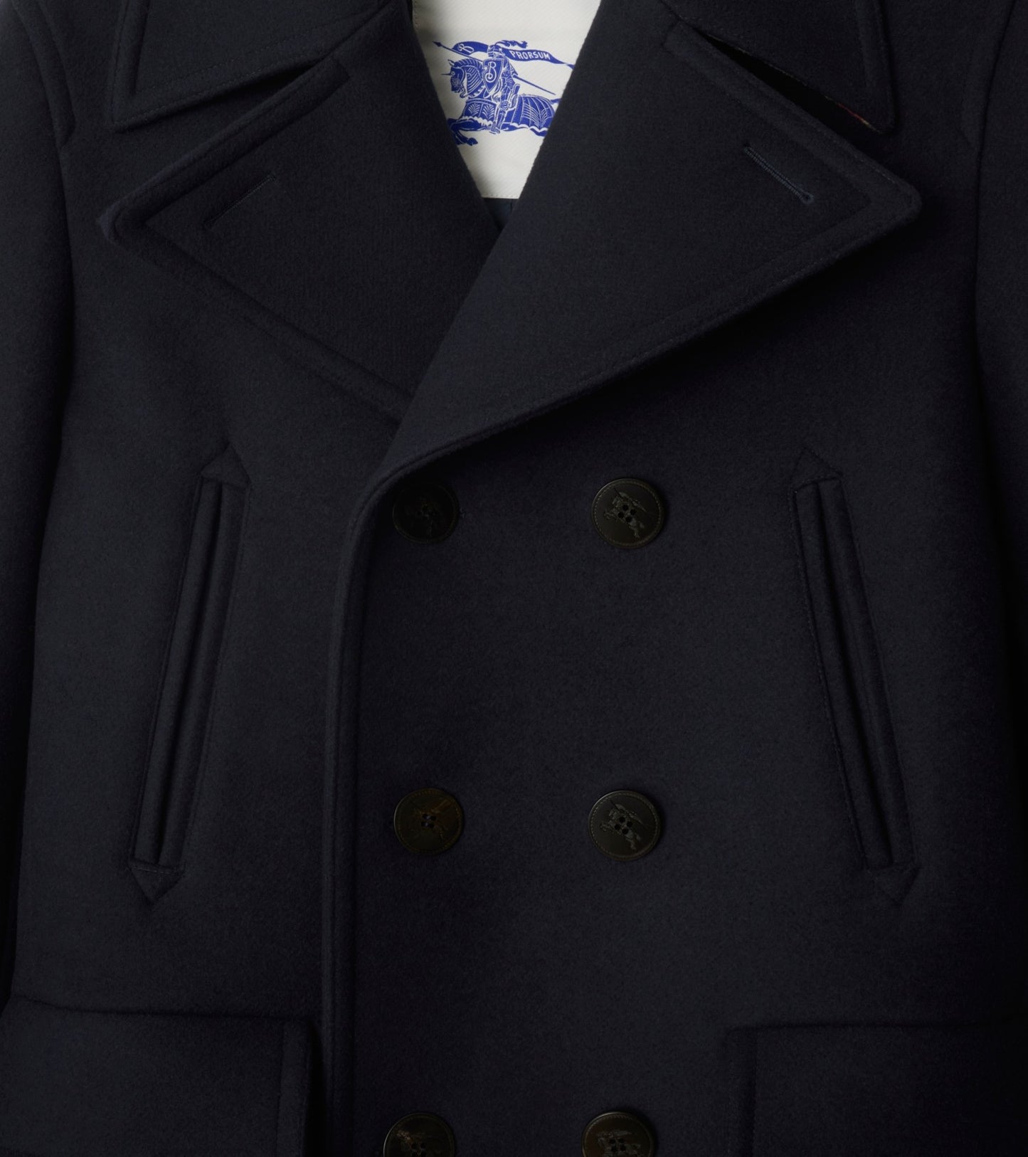 Wool Pea Coat in Navy