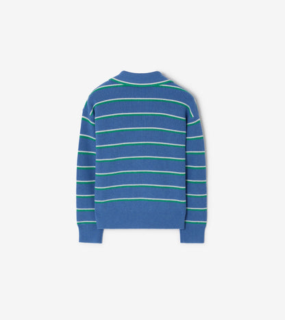 Striped Cotton Wool Cardigan in Hyacinth blue