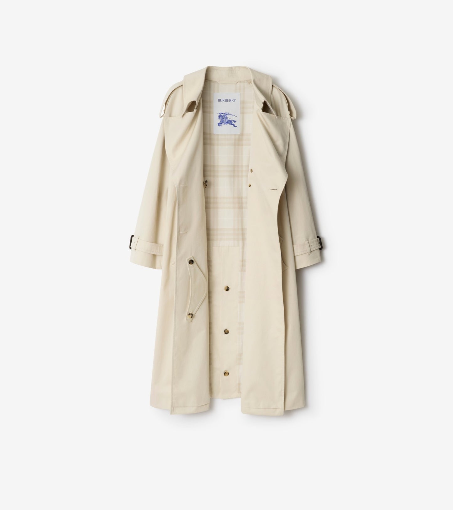 Long Gabardine Fitzrovia Trench Coat in Clam beige