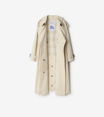 Long Gabardine Fitzrovia Trench Coat in Clam beige