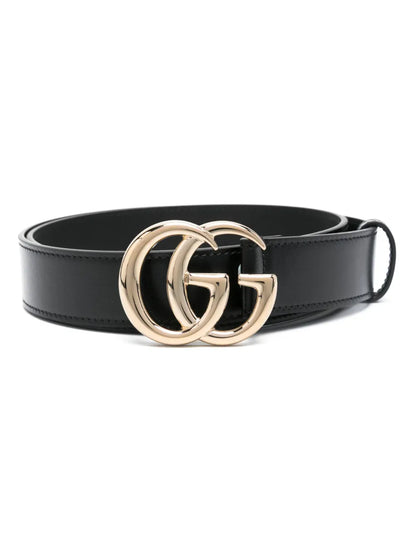 Double G-buckle leather belt