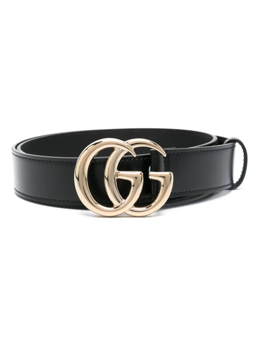 Double G-buckle leather belt