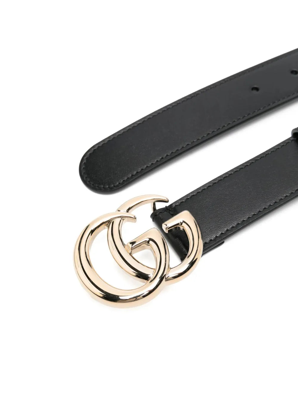 Double G-buckle leather belt