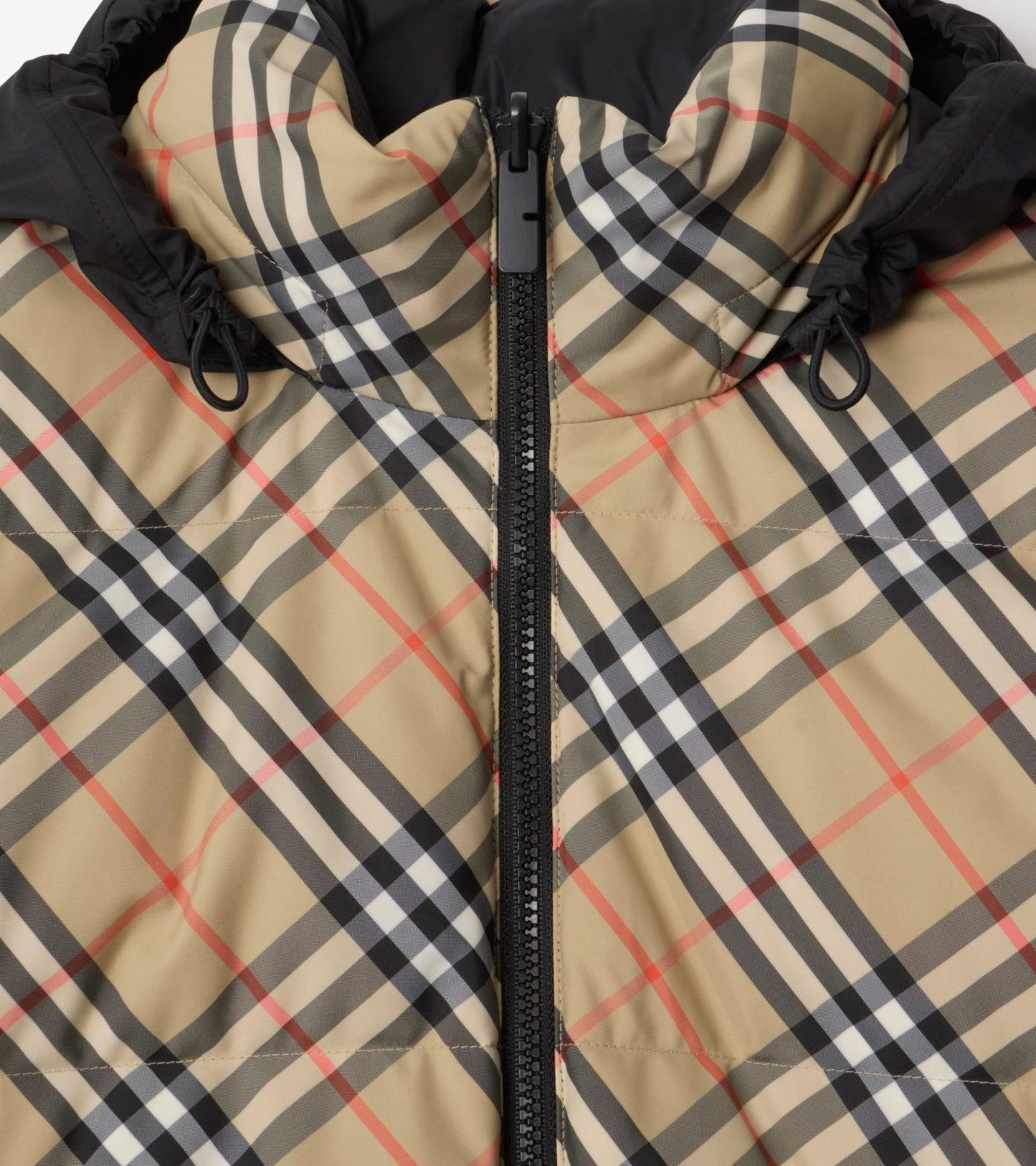 Reversible Check Snowdon Puffer Jacket in Sand beige