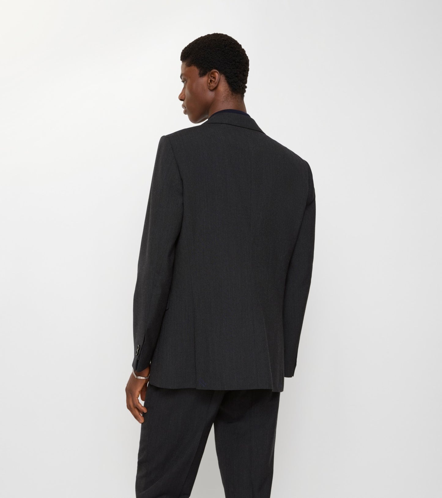 Wool Blend Tailored Jacket in Midnight grey melange