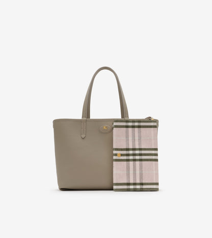 Small Reversible Bloomsbury Tote in Mushroom beige/mallow pink