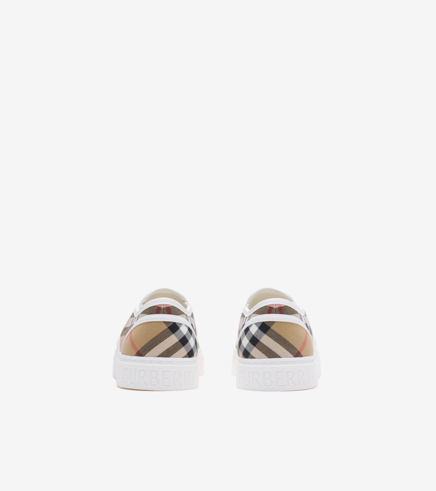 Check Cotton Slip-on Sneakers in Sand beige - Children