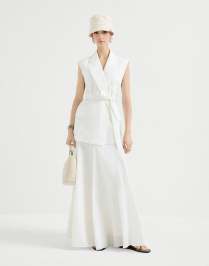 Techno cotton poplin belted vest with monili