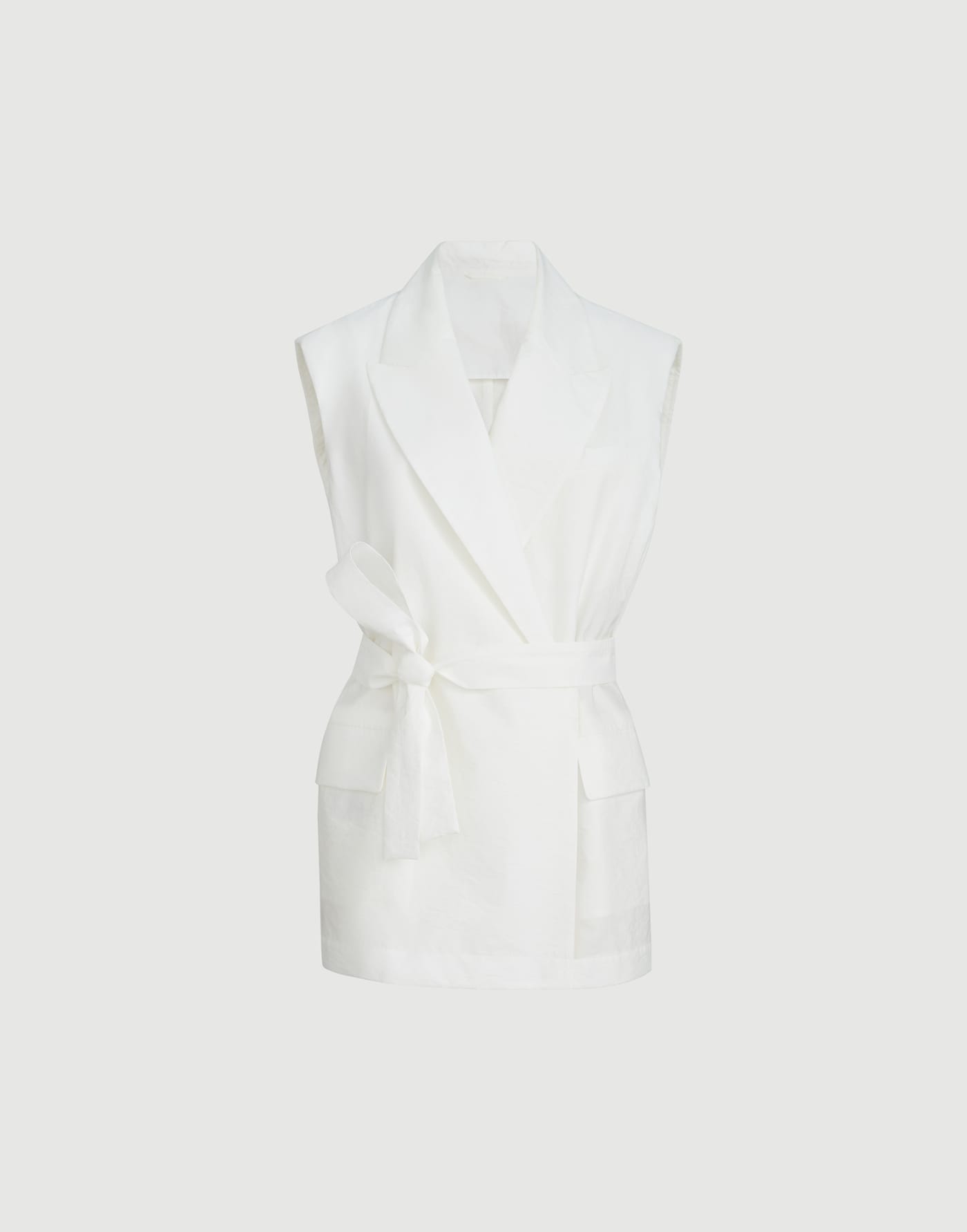 Techno cotton poplin belted vest with monili