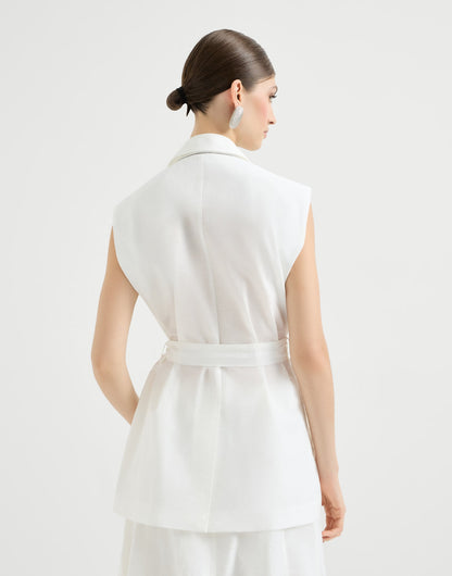 Techno cotton poplin belted vest with monili