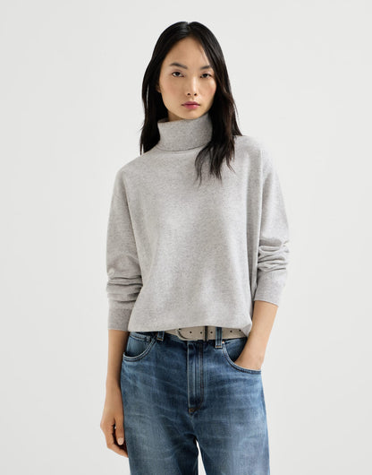 Cashmere turtleneck sweater with monili