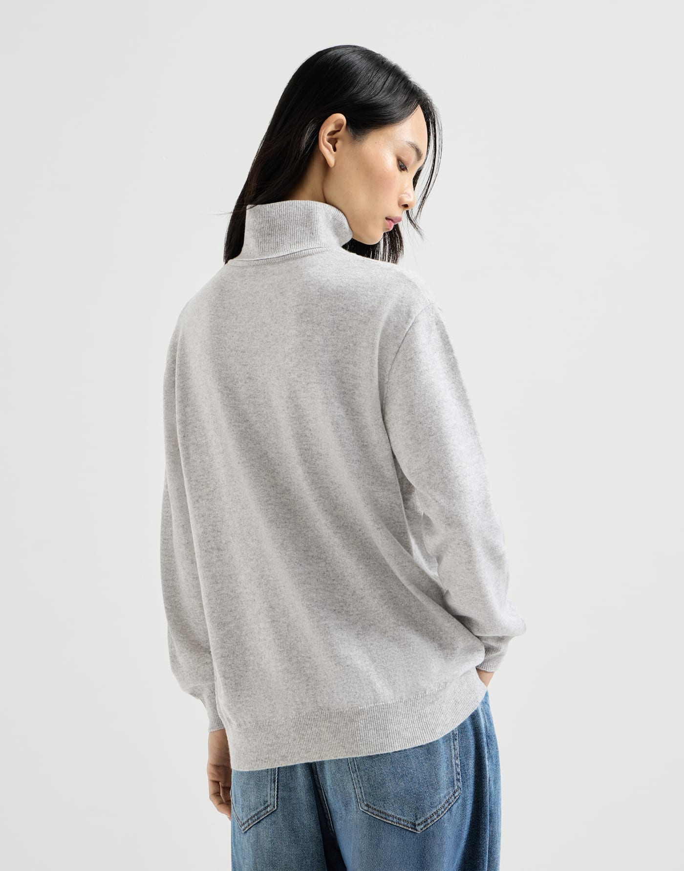 Cashmere turtleneck sweater with monili
