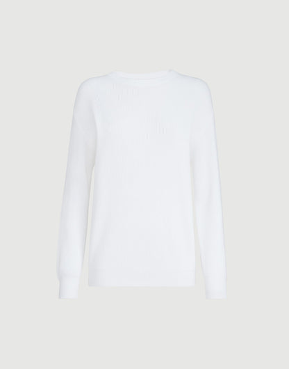 Cotton English rib sweater with monili
