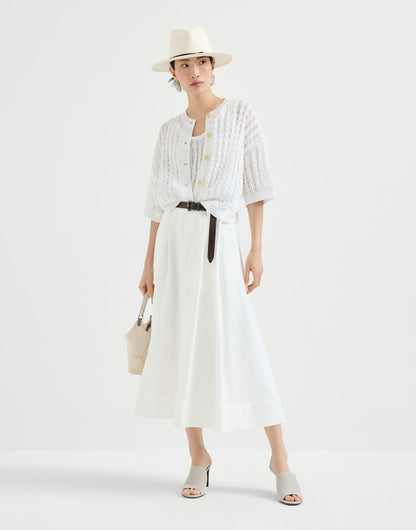 Linen dazzling cable openwork cardigan