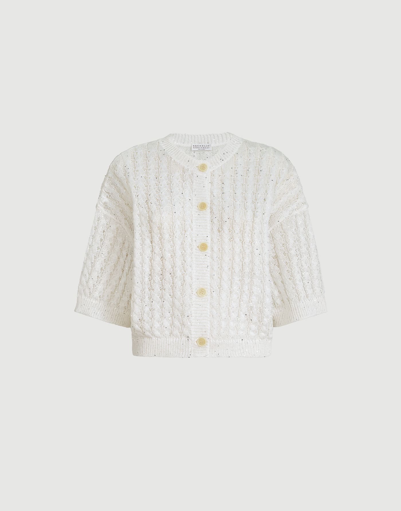 Linen dazzling cable openwork cardigan