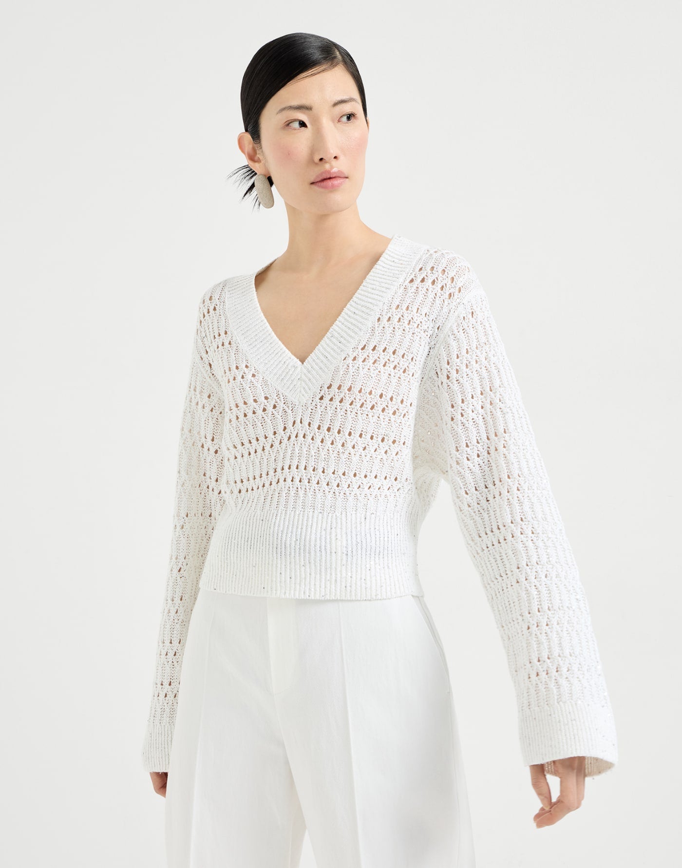 Linen dazzling braids sweater