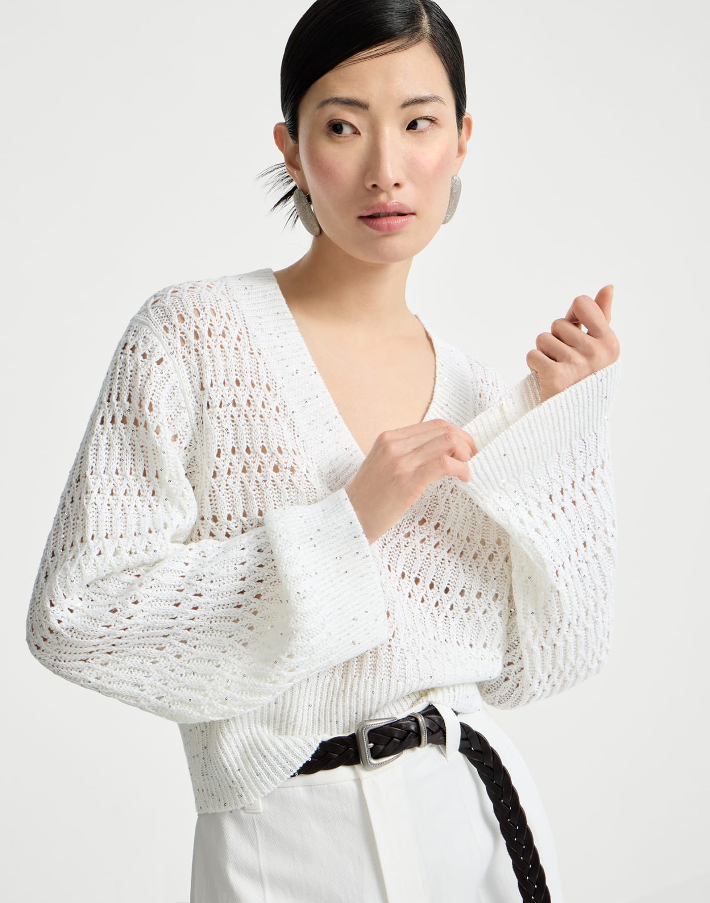 Linen dazzling braids sweater