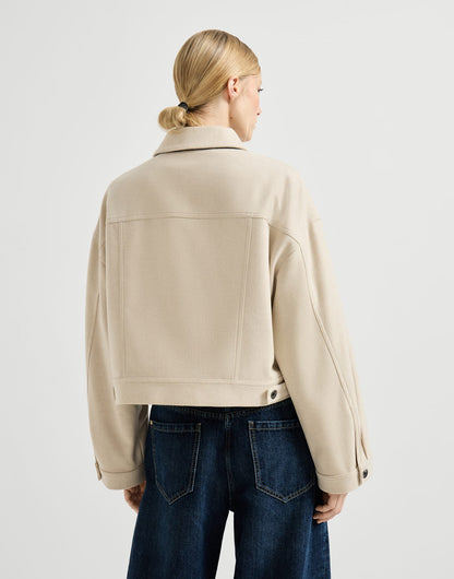 Lightweight wool cloth outerwear jacket with monili