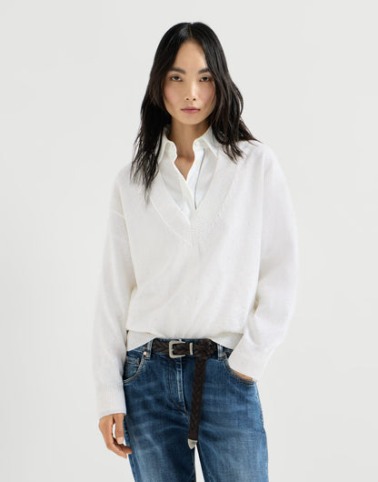 Linen and cotton Diamond yarn sweater