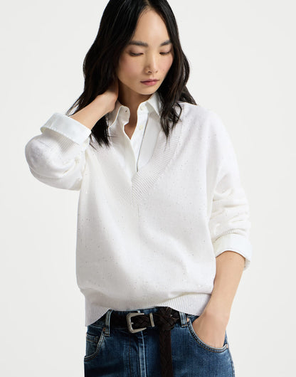 Linen and cotton Diamond yarn sweater