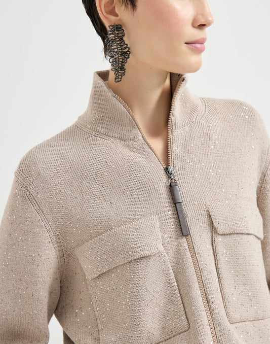 Cotton Diamond yarn double knit outerwear jacket