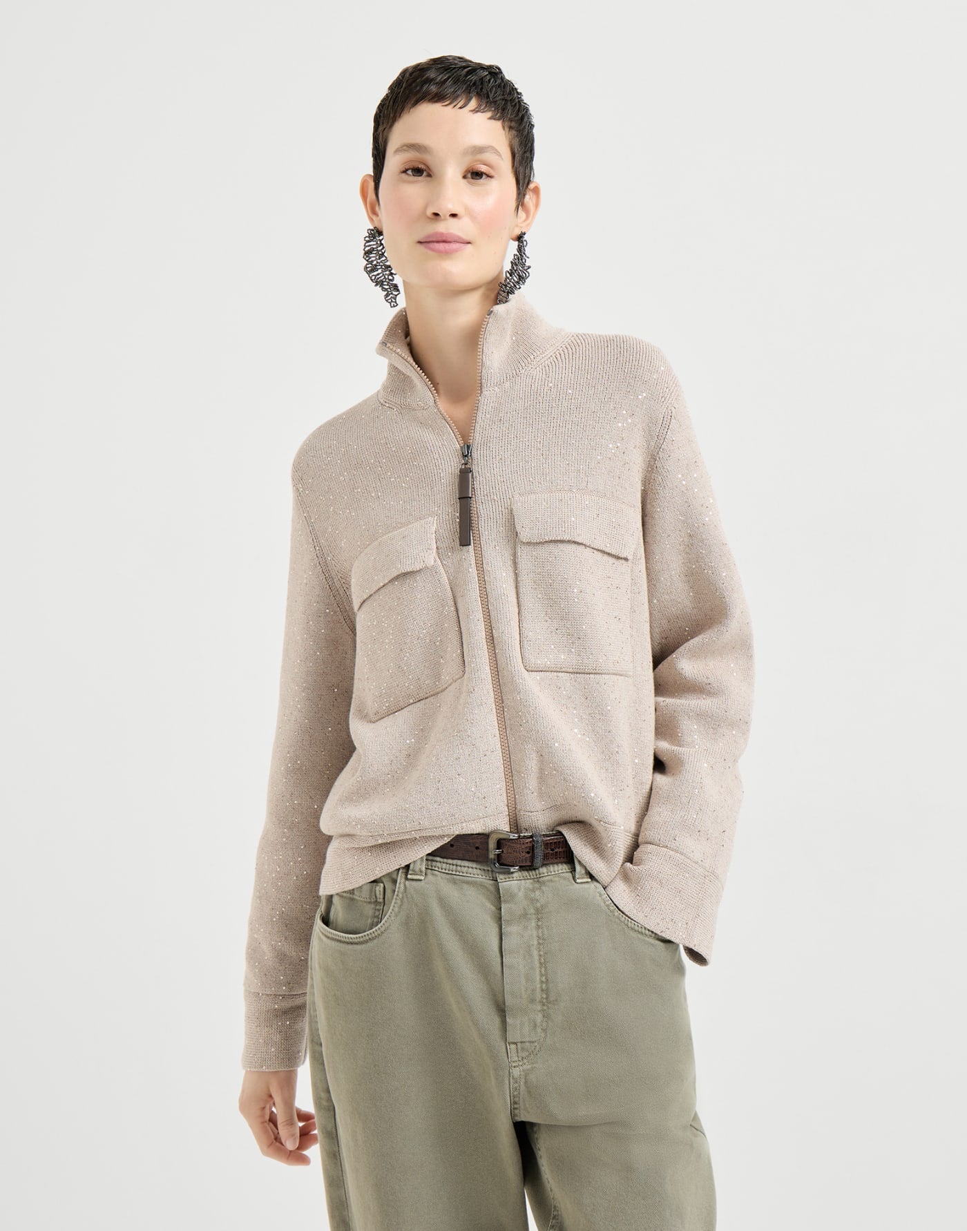 Cotton Diamond yarn double knit outerwear jacket