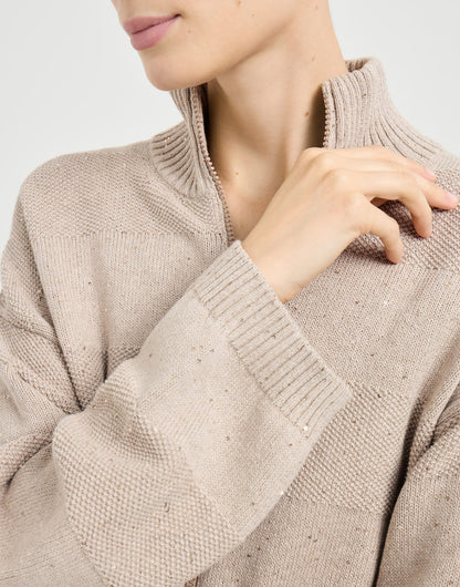 Textured stripe cardigan in cotton Diamond yarn