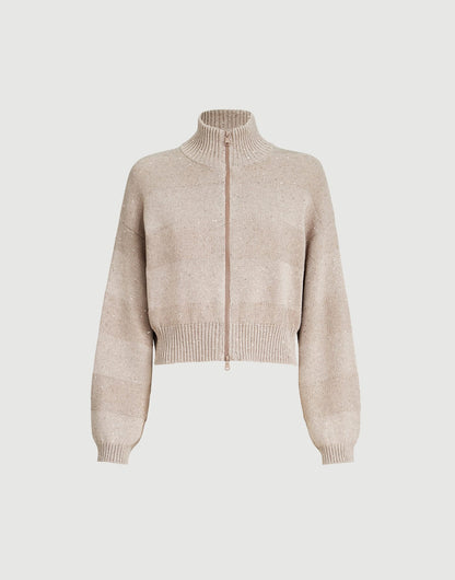 Textured stripe cardigan in cotton Diamond yarn