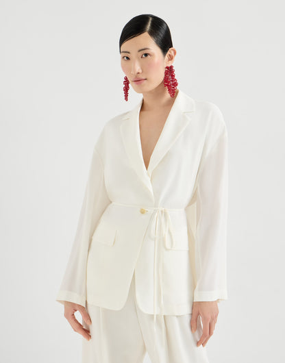 Sabl&eacute; silk cr&ecirc;pe blazer with monili