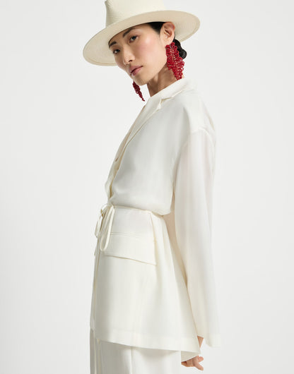 Sabl&eacute; silk cr&ecirc;pe blazer with monili