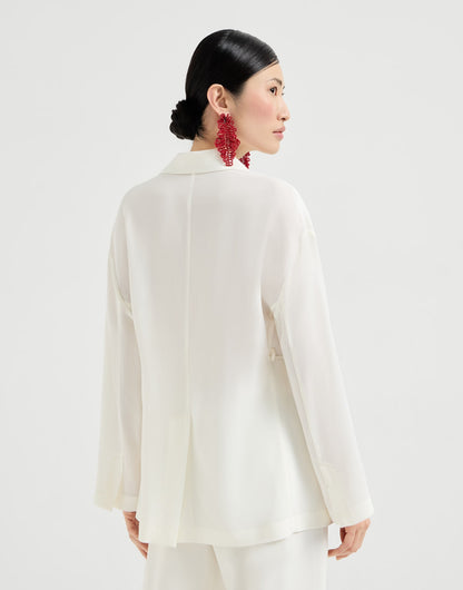 Sabl&eacute; silk cr&ecirc;pe blazer with monili