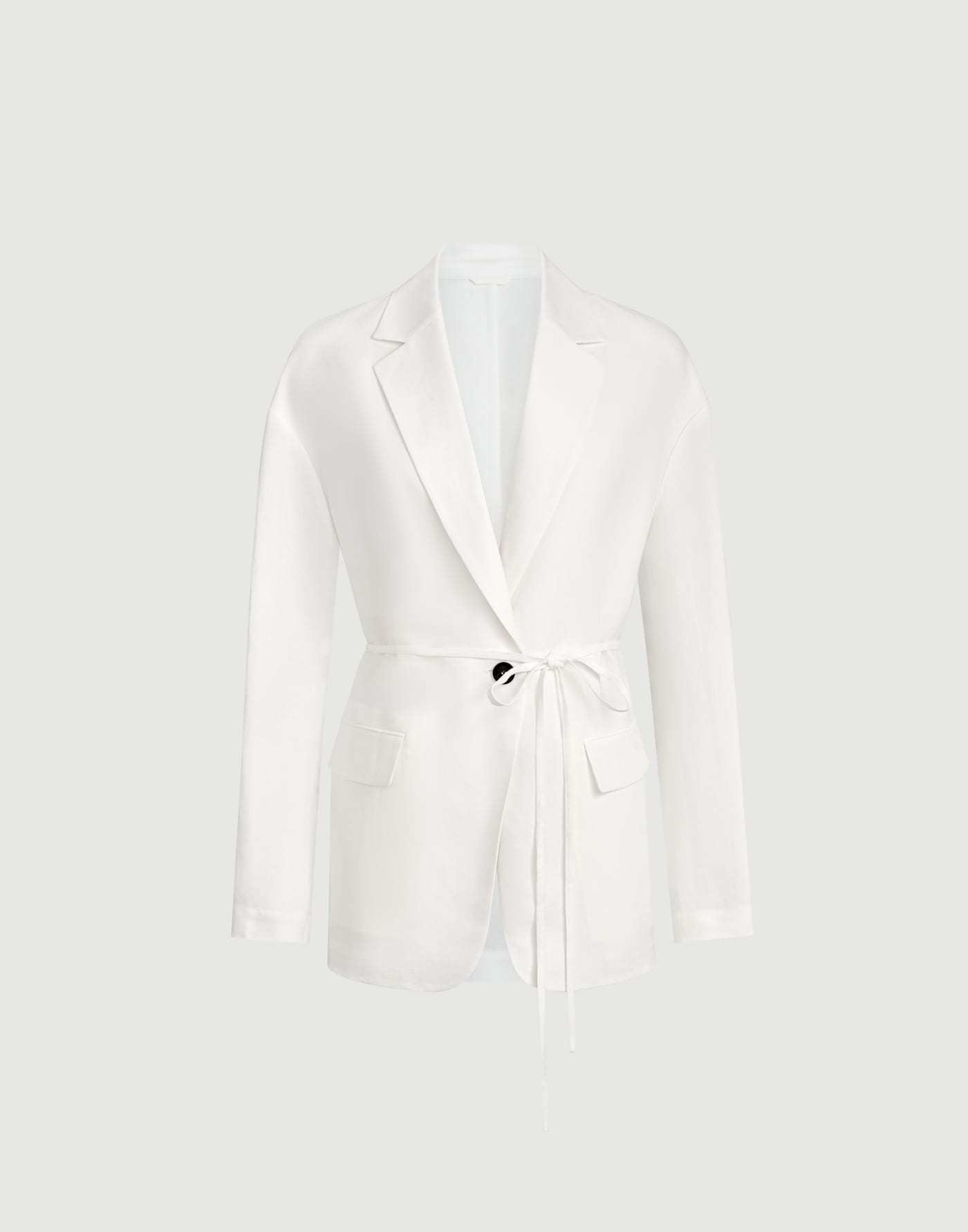 Viscose and linen fluid twill blazer with monili