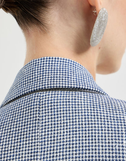 Linen and cotton houndstooth blazer with monili