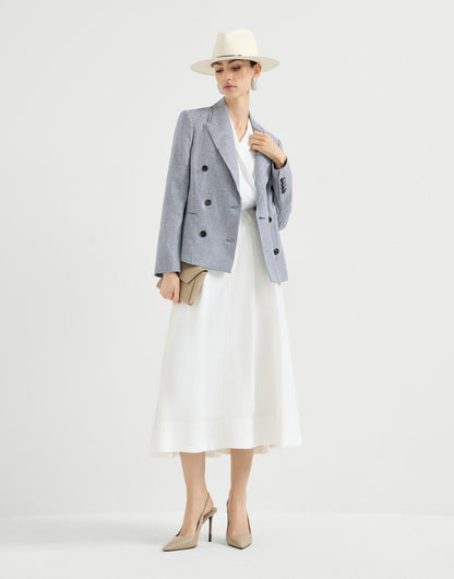 Linen and cotton houndstooth blazer with monili
