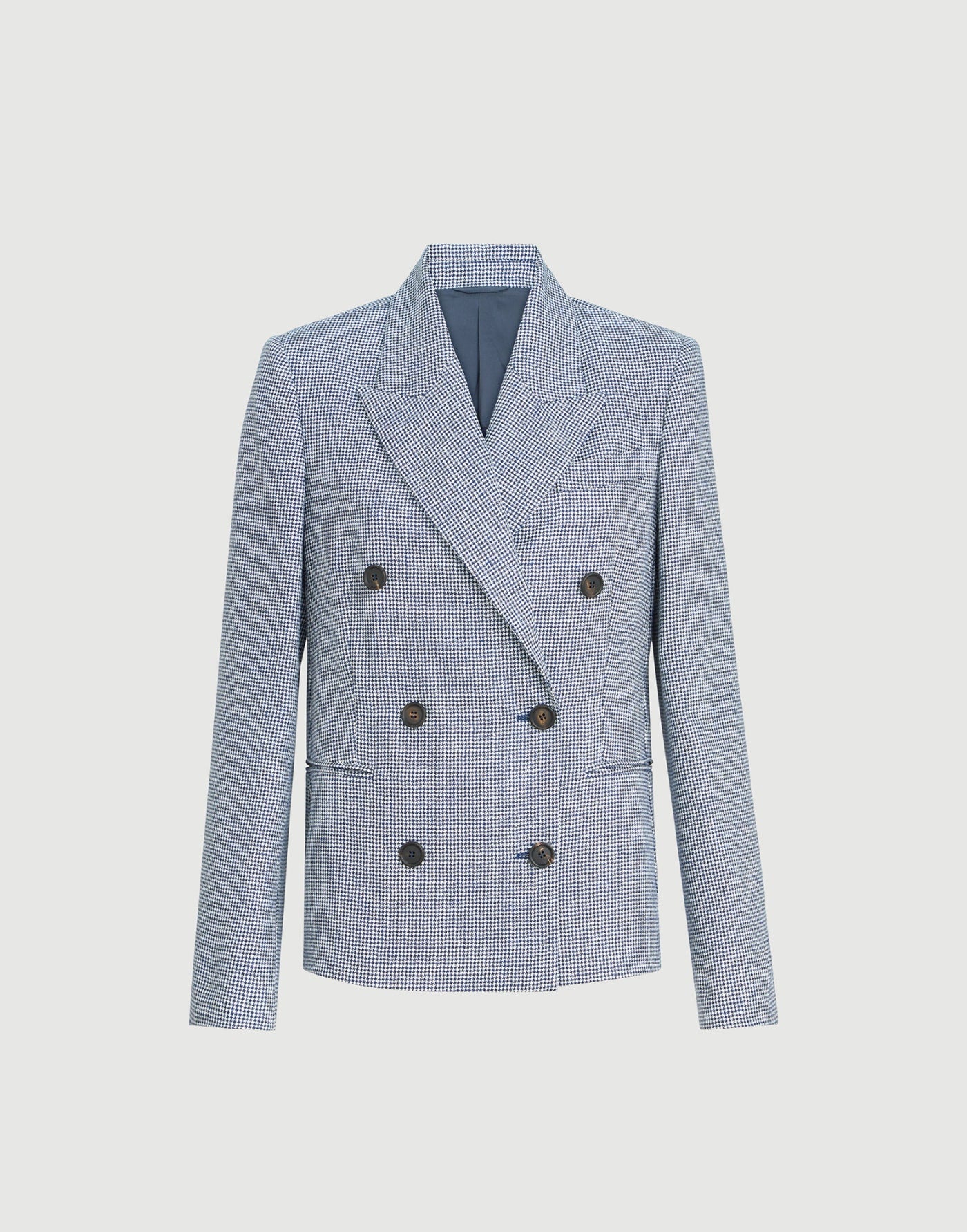 Linen and cotton houndstooth blazer with monili