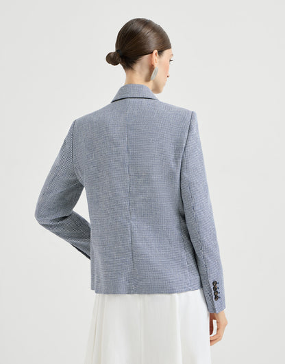 Linen and cotton houndstooth blazer with monili