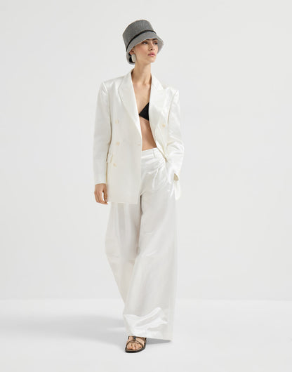 Cotton and silk satin blazer with monili