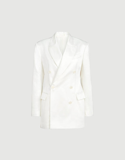 Cotton and silk satin blazer with monili