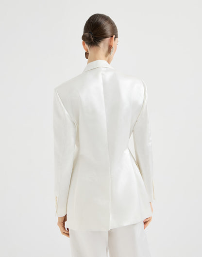 Cotton and silk satin blazer with monili